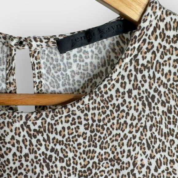 Jenni Kayne Leopard T-Shirt Dress | Medium | Brown Short Sleeve Cottage Coastal - Picture 3 of 10